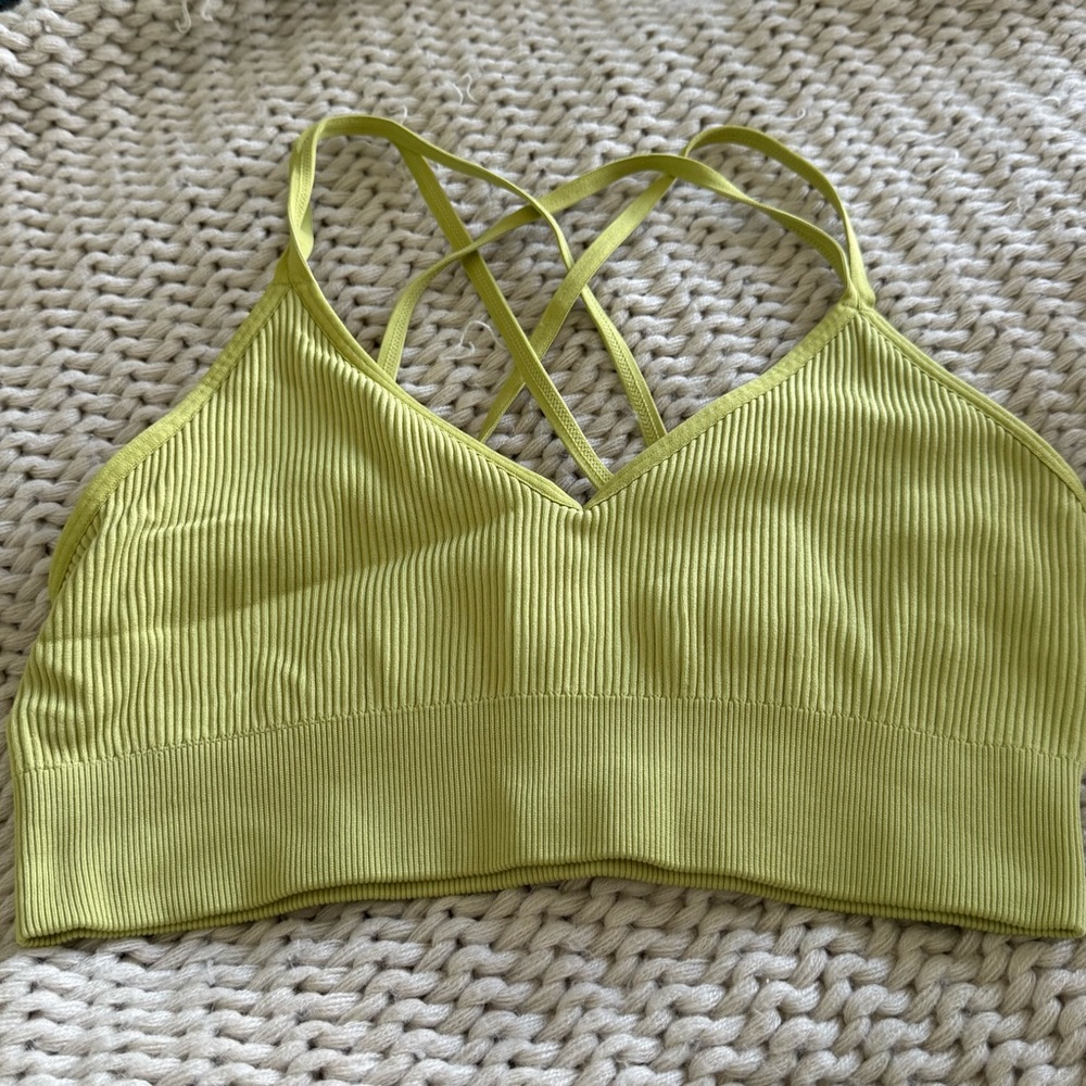 Aerie Chartreuse Ribbed Bralette